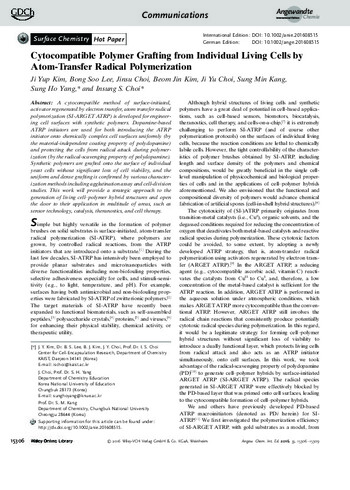 Cytocompatible Polymer Grafting from Individual Living Cells by Atom-Transfer Radical Polymerization 이미지